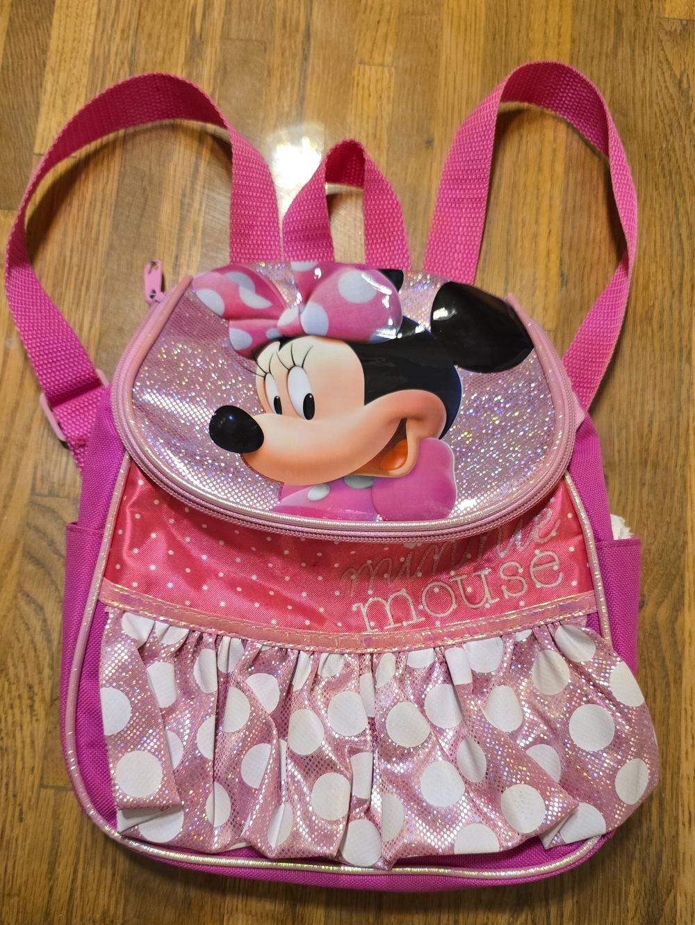 Disney Minnie Mouse Pink Glitter Girls Backpack